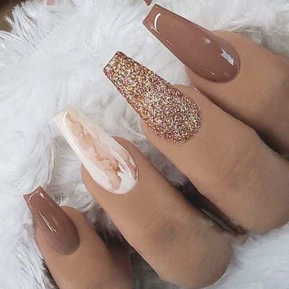fall nail designs coffin shape